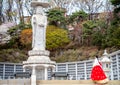 Korean lady in Hanbok dress in Bongeunsa temple Royalty Free Stock Photo