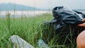 Korean lady volunteers help to keep nature clean up and pick up garbage.