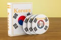 Korean language textbook with flag of South Korea and CD discs o