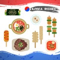 Korean local dishes flat illustration