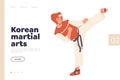 Korean martial arts concept for landing page design template online service providing practice