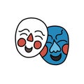 Korean masks doodle icon, vector color illustration