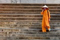 Korean monk at bodh gaya bihar india Royalty Free Stock Photo