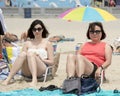 Korean mother with Amerasian daughter on the beach