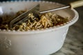 Korean mung bean salad is on the table in a Cup