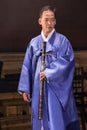Korean musician. taegum player.