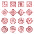 Korean ornament. Traditional asian geometrical texture circles and squares vector authentic designs collection