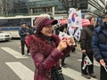 Korean Patriotic Woman Waves Korean Flag on Samiljeol