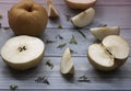 Korean pear put on background Royalty Free Stock Photo