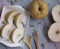 Korean pear put on background Royalty Free Stock Photo