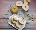 Korean pear put on background Royalty Free Stock Photo