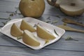Korean pear put on background Royalty Free Stock Photo