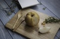 Korean pear put on background Royalty Free Stock Photo