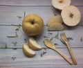 Korean pear put on background Royalty Free Stock Photo