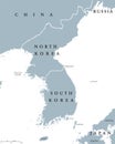 Korean peninsula countries political map