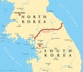 Korean peninsula, demilitarized zone, political map