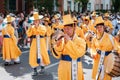 Korean people in traditional costumes performing at Karneval der Kulturen Carnival of Cultures in Berlin