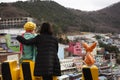 Korean people travelers travel visit take photo with little prince figure and fox statue landmark and landscape cityscape of