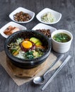Korean rice mix with vegetables and egg with korean sauce