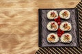 Korean roll Gimbapkimbob. Steamed white rice bap and various other ingredients Royalty Free Stock Photo