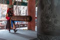 Korean royal guards in historical Joseon costumes at the Bosingak Bell Pavilion in Seoul South Korea