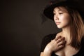 Korean Russian teenager girl with hat Royalty Free Stock Photo