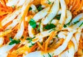 korean salad with carrot and calamary Royalty Free Stock Photo