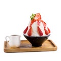 Korean shaved ice dessert with sweet toppings, Strawberry Bingsoo or Bingsu