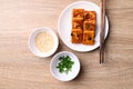 Korean side dish, spicy braised tofu Dubu Jorim Royalty Free Stock Photo