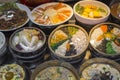 Korean side dishes at local market in Seoul, South Korea. Royalty Free Stock Photo