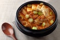 Korean soup cooked with kimchi Royalty Free Stock Photo