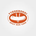 Korean street food logo vector illustration design, tteokbokki vintage logo design