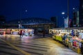 Korean street vendors with Dongdaemun plaza, DDP, Seoul, South Korea Night view