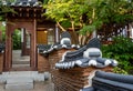 Korean style architecture wall and house in the Bukchon Hanok Village, Seoul