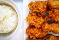 Korean Style Deep Fried Chicken Crispy With Rice On