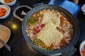 Korean-Style Hot Pot with kimchi Royalty Free Stock Photo