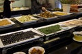 Korean sushi kimbap rolls in buffet restaurant