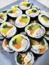 Korean sushi rolls kimbap or gimbap