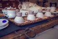 Korean tea ceremony table, vintage toning Royalty Free Stock Photo