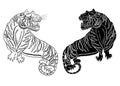 Korean tiger vector illustration for tattoo and sticker idea on background.