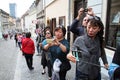 Korean tourists enyoing Kravata's day parade,Zagreb,1