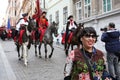 Korean tourists enyoing Kravata's day parade,Zagreb,5 Royalty Free Stock Photo