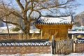 Korean traditional house in winter in Pyeongchang, Korea Royalty Free Stock Photo