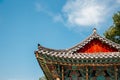 Korean traditional roof at Beomeosa temple in Busan, Korea Royalty Free Stock Photo