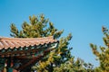 Korean traditional roof eaves at Huhuam temple in Yangyang, Korea