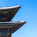 Korean traditional roof. Gyeongbokgung Palace. Seoul, South Korea Royalty Free Stock Photo