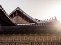 Korean traditional roof. Gyeongbokgung Palace. Seoul, South Korea Royalty Free Stock Photo