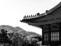 Korean traditional roof. Gyeongbokgung Palace. Seoul, South Korea Royalty Free Stock Photo