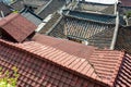 Korean traditional roofs of houses, top view. Seoul, South Korea