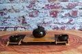 Korean traditional tea set on a brown painted bamboo rug Royalty Free Stock Photo